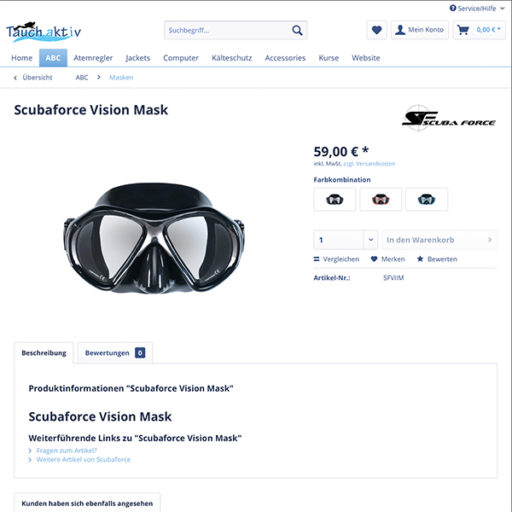 e-commerce Shopware Onlineshop für Tauchzubehör e-coe-commerce Shopware Onlineshop für Tauchzubehör