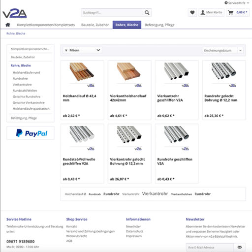 e-commerce Shopware Onlineshop für Edelstahl Treppengeländer Komplettset e-commerce Shopware Onlineshop für Edelstahl Treppengeländer Komplettset