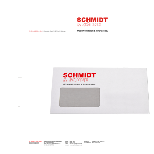 Schmidt-&-Söhne-Briefpapier-Kuvert Briefpapier, Kuvert Layout und Druck